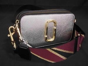 1円 ■美品■ MARC JACOBS マークジェイコブス スナップショット レザー ショルダーバッグ 斜め掛け レディース シルバー系 AZ3043