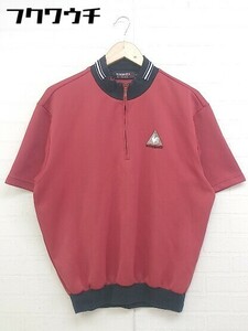 ◇ le coq sportif ハーフジップ ストレッチ 半袖 トレーナー サイズ M レッド ブラック ホワイト メンズ