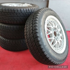 VOLKRACING/BBS風!メーカー不明14 インチ＊メッシュホイール6J/オフセット+38/PCD100(114.3)-5Hスタッドレス付き4本セット175/70R14ゴルフ