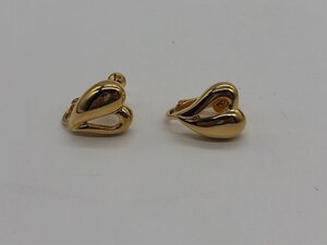 ■【YS-1】 美品 ■ マリオヴァレンティーノ MARIO VALENTINO イヤリング ■ ハートモチーフ GP ゴールド系 全長1,8cm 【同梱可能商品】K■