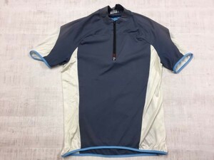 zerorh+ スポーツ ハーフジップ 配色切替 自転車 サイクリング サイクルジャージ 半袖シャツ メンズ L グレー