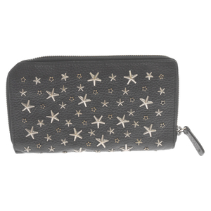 JIMMY CHOO ジミーチュウ Star Studs Long Wallet スタースタッズ ラウンドファスナー ロングウォレット 長財布 ブラック