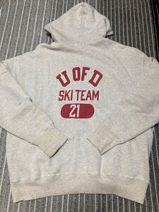 日本製 ウエアハウス Lot 450 染み込み バック プリント U OF D SKI TEAM スウェット パーカー 44 L XL アメリカ ビンテージ スタイル