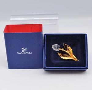 スワロフスキー　SWAROVSKI　ブローチ　GP　ゴールド　箱付き