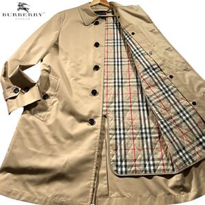 未使用級/XLサイズ●バーバリーロンドン 2way ライナー付 ステンカラーコート BURBERRY LONDON 中綿 キルティング ノバチェック ベージュ