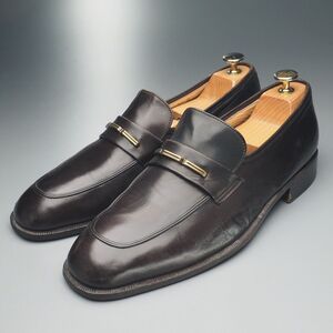 W2916//イタリア製*バリー/BALLY*メンズ8.5EU/9.5US/レザースリッポン/サドルローファー/モカシンシューズ/革靴/茶/ブラウン