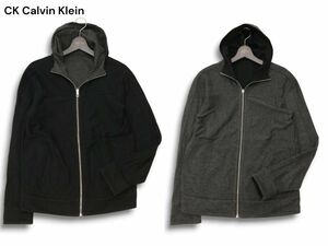 CK Calvin Klein カルバンクライン 通年 2way リバーシブル★ フルジップ フーディー パーカー Sz.M　メンズ グレー 黒　C4T07758_9#O