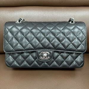 新品未使用 ※ CHANEL シャネル ※ A01112 ダブルフラップマトラッセ キャビアスキン ハンド チェーンショルダーバッグ シルバー金具