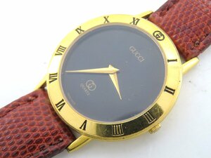 1円◆稼働◆ グッチ 3001M ブラック クオーツ ユニセックス 腕時計 P024