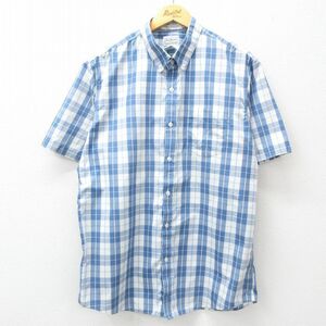 XL/古着 エルエルビーン LLBEAN 半袖 シャツ メンズ 00s ロング丈 コットン ボタンダウン 紺 ネイビー チェック 24jul12 中古 トップス