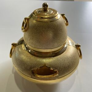 【A-11】香炉 茶釜 骨董品 黄金 24KGP 飾品　インテリア 骨董 伝統工芸 茶道具 レトロ