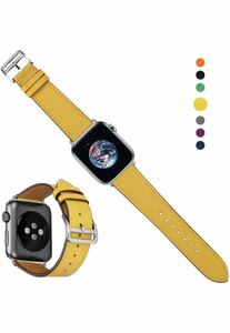 アップルウォッチ革バンド Apple Watch バンド42/44/45/49mm 大人気ベルト　黄色