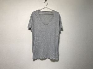 本物スコッチアンドソーダSCOTH&SODAコットンVネックデカビッグ半袖TシャツメンズサーフアメカジミリタリーストリートグレーXLトルコ製