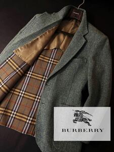 C14一枚袖◎定価15万●超美品BURBERRY●ノバチェック●ツイードウールジャケットコート バーバリーコート メンズ 三陽商会 正規品 L.175