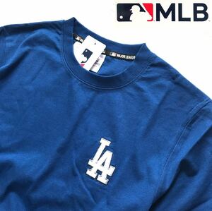 新品 【メンズL】青 ロゴ刺繍ドジャース MLB ライセンス商品 メジャーリーグ 大谷翔平 T シャツ 半袖