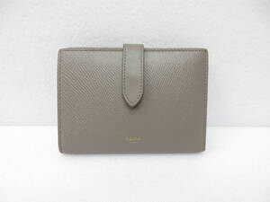 CELINE セリーヌ スモール ストラップ ウォレット レザー 二つ折り コンパクト財布 折り財布 グレー a