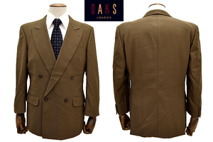 L-1748★DAKS LONDON ダックス ロンドン★秋冬ウール 正規品 日本製 カーキ ダブル ブレザー テーラード ジャケット 胸囲92cm A5 M