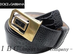 ★DOLCE&GABBANA ドルガバ★レザーバックルベルト95蛇柄ブラック黒【本物保証】イタリアンカジュアル★芸能人御用達★ハイファッション★