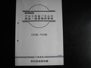 最安値★スカイラインGT-R（R32型車）・フェアレディZ Z32型 アルミ合金パネルの板金・塗装補修要領書