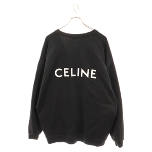 CELINE セリーヌ 21AW バックロゴプリント オーバーサイズ スウェットカーディガン ブラック 2Y672670Q