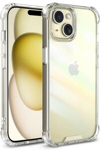 ER-24@Arae iPhone 15 Plus 用ケース クリア 6.7インチ用 薄型 - ストラップホール付き クリアケース TPUバンパー + 背面PC 耐衝撃 