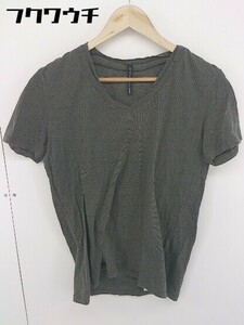 ◇ BLACKBARRETT by NEIL BARRETT ブラックバレット ボーダー Vネック 半袖 Tシャツ カットソー サイズ2 グレー系 メンズ