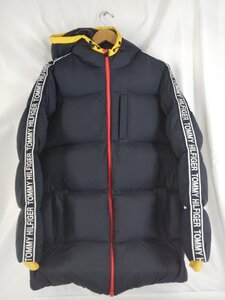 TOMMY HILFIGER ロングダウンジャケット サイドライン 袖ライン テープロゴ Mサイズ