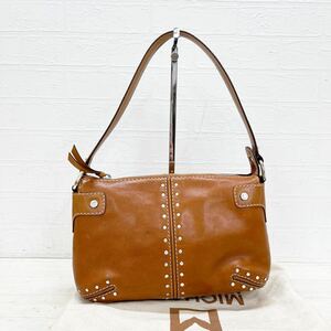 和345★ MICHAEL MICHAEL KORS マイケルマイケルコース レザー ハンドバッグ 肩掛けバッグ スタッズ ブラウン レディース