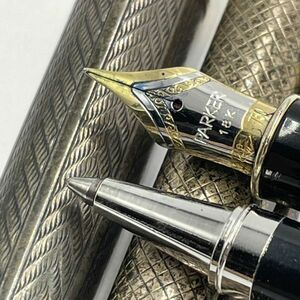 I322-W6-1098 ★ PARKER パーカー SONNET ソネット 万年筆 ボールペン 2本まとめセット 18k 字幅:F ジョージ・ジェンセン 925 ③