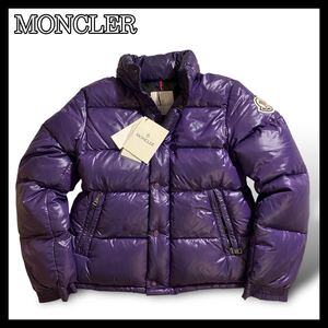 新品未使用● MONCLER モンクレール ダウンジャケット フード収納 2way エベレスト EVEREST デカワッペンロゴ ジップアップ M相当 紫