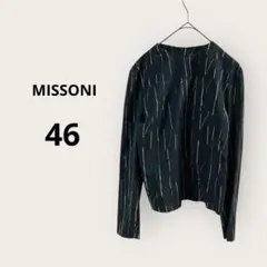 MISSONI カットソー 長袖 深緑 モスグリーン 柄 ラナ ウール 46