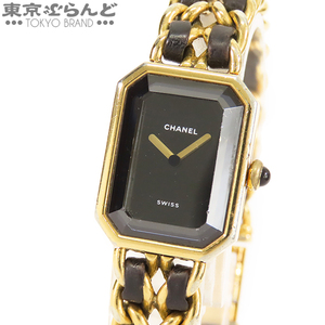 241001014071 1円 シャネル CHANEL プルミエール H0001 ブラックxゴールド SS レザー Lサイズ GP 腕時計 レディース クォーツ