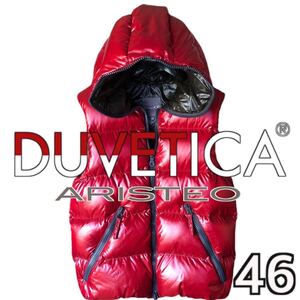 【美品】【正規品】DUVETICA ダウン ベスト 46 デュベティカ レッド/ブラック フーディー 黒 ナイロン 高級グースダウン デザイナーズ