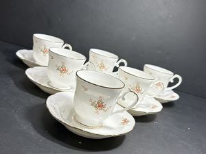 ● コレクター必見 レトロ Noritake ノリタケ スタジオコレクション ボーンチャイナ カップ&ソーサー 6客 茶器 洋食器 花柄 my150