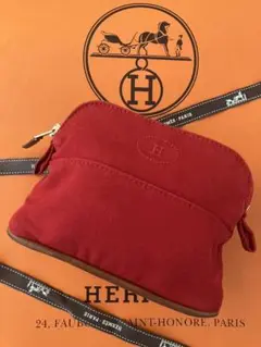 HERMES レッド キャンバスポーチ ミニミニ レッド 赤