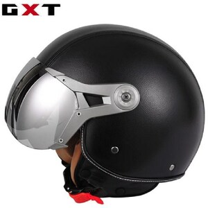 自動車バイクヘルメット ジェットヘルメット GXT288 インナーバイザー半帽ヘルメット 夏用軽便6色選択可能 黒