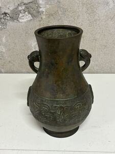 花瓶 花器 骨董品 唐銅　時代物 置物 金属工芸 中国美術