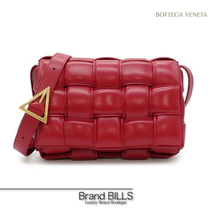 未使用品 BOTTEGA VENETA ボッテガ ヴェネタ パデッド カセット ショルダーバッグ 591970 イントレチャート ラムスキン ダークレッド