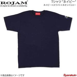 ROJAM ロジャム Tシャツ ネイビー ユニセックスモデル/レディースモデル ネイビー×ホワイト×ネオンイエロー サイズ：L 70-T201-3L