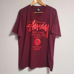 ステューシー STUSSY Tシャツ 半袖 カットソーロゴ プリント L 古着