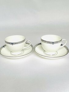 【送料込】★Wedgwood★ウェッジウッド　廃盤アムハースト カップ＆ソーサー2点セット オフホワイト×グレー×ブルー他 食器 6425726