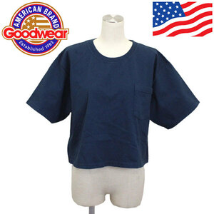 Goodwear (グッドウェア) 001-191015 クロップド レディース 半袖 Tシャツ 7.2oz コットン アメリカ製 GDW008 NAVY