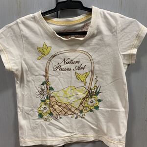 used 子供服「 ブランシェス 半袖Tシャツ 110サイズ 」/ 夏用 鳥柄 毛玉 ヨレあり/ 小さめのつくりのTシャツですので100cmと考えてください