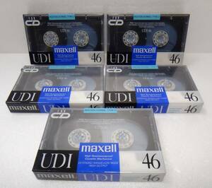 新品、未開封　まとめて5本セット 送料無料 46分 maxell ノーマル カセットテープ　UDI（UDⅠ、UD1）ノーマルポジション マクセル 当時物