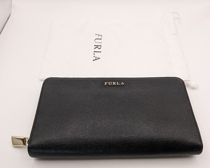 FURLA / フルラ 長財布＋保存袋　約19.5 x 10.5cm　レディース　ラウンドファスナー　黒　中古・現状　管理№ 7344