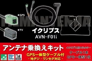 GPS一体型アンテナ & アンテナケーブル & GPSフィルムアンテナ セット イクリプス ECLIPSE DTVF01 同等品 AVN-F01i 用 地デジ