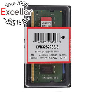 【ゆうパケット対応】Kingston製 KVR32S22S8/8 SODIMM DDR4 PC4-25600 8GB [管理:1000027129]