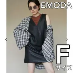 EMODA エモダ フェイクレザー ワンピース ワンピ ブラック フリーサイズ