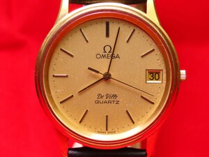 ■♪価格高騰! 資産価値！ 稼働 電池新品 メンズ ビンテージ 高級超レア！ OMEGA オメガ Deville デビル デートクオーツベルト新品