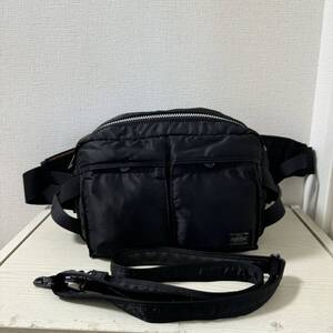 【値下げ】【美品】ポーター タンカー ボディバッグ PORTER TANKER 2way ウエストバッグ 622-08302 ブラック 黒